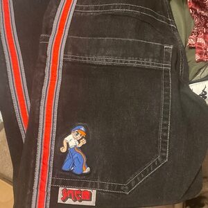 JNCO Black Jeans with Red and Gray Accents